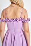 Atlas Fabric Adjustable Strap Ruffle Detailed Collar Pleated Flared Midi Lilac Evening Dress 421 - 3