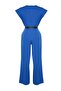 Indigo Belted Double Breasted Collar Wide Leg Woven Jumpsuit TWOSS21TU0004 - 9
