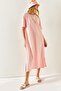 Women's Powder Side Slit Oversize Cotton Dress ELB-19001880