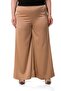 Large Size Wide Leg Satin Mink Trousers with Elastic Waist and Back