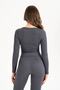 Women's Seamless Knitted Corded Long Sleeve Square Neck Crop Blouse 9010 - 5