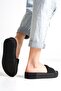 Capone Quilted Banded Colorful Detailed Wedge Heel Matte Satin Black Women's Slippers - 2