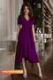   Women's Double Breasted Collar Midi Length Belted Crepe Dress 120 Cm