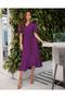   Women's Double Breasted Collar Midi Length Belted Crepe Dress 120 Cm - 4