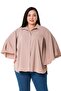 Plus Size Cloak Sleeves Hidden Placket Pleat Detailed Mink Shirt
