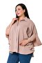 Plus Size Cloak Sleeves Hidden Placket Pleat Detailed Mink Shirt - 4