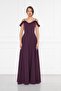 Plum Ruffle Collar Detail Adjustable Straps Woven Fabric Maxi Flared Evening Dress