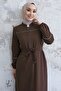 Milena Biye Detail Belted Abaya - Brown - 3