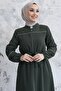 Milena Biye Detail Belted Abaya - Khaki - 3