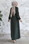 Milena Biye Detail Belted Abaya - Khaki - 5