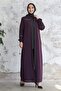 Milena Biye Detail Belted Abaya - Plum - 4