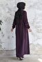 Milena Biye Detail Belted Abaya - Plum - 5
