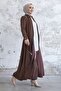 Sivya Collar Button Sash Braided Robe - Brown - 3