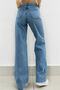 Blue Lycra Super High Waist Loose Jeans Palazzo Trousers. (super High) - 2
