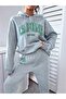 طقم بدلة رياضية سويت شيرت Jogger - غطاء رأس كبير الحجم مطبوع باللون الرمادي - 6