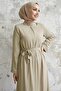 Salvia Casual Sleeve Piping Patterned Abaya - Stone - 3