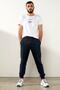 Men's Navy Blue Fleece Inside Slim Fit Elastic Leg Jogger Sweatpants