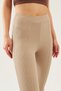 Women's Stone Color High Waist Slit Ribbed Tights - 3