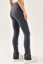 Women's Anthracite High Waist Slit Ribbed Tights - 5