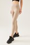 Women's Stone Color High Waist Ribbed Tights - 2