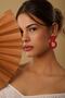Women's Polymer Clay Red Round Earrings Handmade Ultra Light