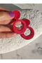 Women's Polymer Clay Red Round Earrings Handmade Ultra Light - 5
