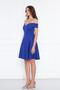 Sax Blue Sweetheart Collar Off-Shoulder Flexible Scuba Fabric Mini Flared Dress - 6