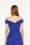Sax Blue Sweetheart Collar Off-Shoulder Flexible Scuba Fabric Mini Flared Dress - 9