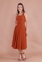 Cinnamon Square Collar Thick Strap Midi Dress - 5