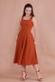 Cinnamon Square Collar Thick Strap Midi Dress - 7