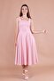 Powder Square Collar Thick Strap Midi Dress - 4