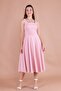 Powder Square Collar Thick Strap Midi Dress - 5