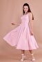 Powder Square Collar Thick Strap Midi Dress - 7