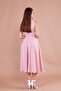 Powder Square Collar Thick Strap Midi Dress - 8