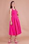 Fuchsia Square Collar Thick Strap Midi Dress - 4