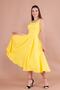 Yellow Square Collar Thick Strap Midi Dress