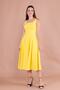 Yellow Square Collar Thick Strap Midi Dress - 2