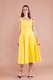 Yellow Square Collar Thick Strap Midi Dress - 4