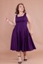 Plum Square Collar Thick Strap Large Size Midi Dress - 5