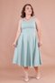 Mint Green Square Collar Thick Strap Plus Size Midi Length Dress