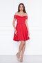 Red Sweetheart Neck Off-Shoulder Flexible Scuba Fabric Mini Flared Dress - 3