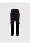 Patterned Black Elastic Trousers