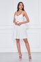 White Back Rope Tied Woven Fabric Flared Pleated Mini Evening Dress - 5
