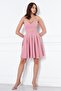 Dried Rose Back Rope Tied Woven Fabric Flared Pleated Mini Evening Dress - 4