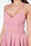 Dried Rose Back Rope Tied Woven Fabric Flared Pleated Mini Evening Dress - 8