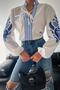 Women's White Collar Tied Embroidery Design Blouse - 6