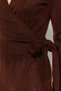 Brown Crop Wide Fit Double Breasted Tie Detailed Knitwear Top and Bottom Set Twoaw24Au00016 - 4