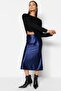 Indigo Saten A Kesim/Çan Form Midi Örme Etek TWOAW24ET00088 - 9