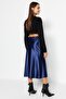 Indigo Saten A Kesim/Çan Form Midi Örme Etek TWOAW24ET00088 - 13