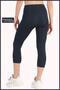 Below the Knee Capri Leggings Navy Blue High Waist Recovery Skinny Leg Cot Detailed Stitching Capri 1020 - 7